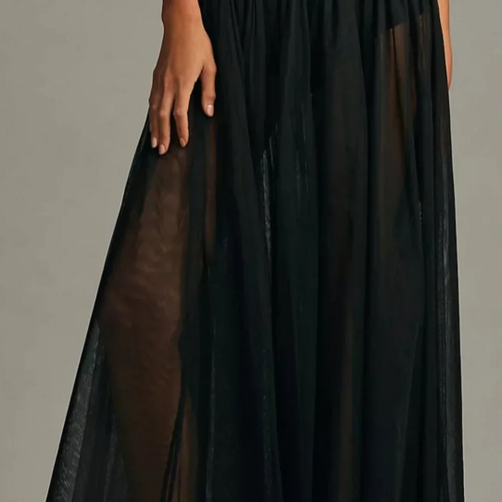 Anthropologie Sheer Tulle Maxi Skirt Sz M - Picture 2 of 8